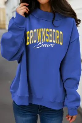 Oversized Mock Neck Sweatshirt - Blue