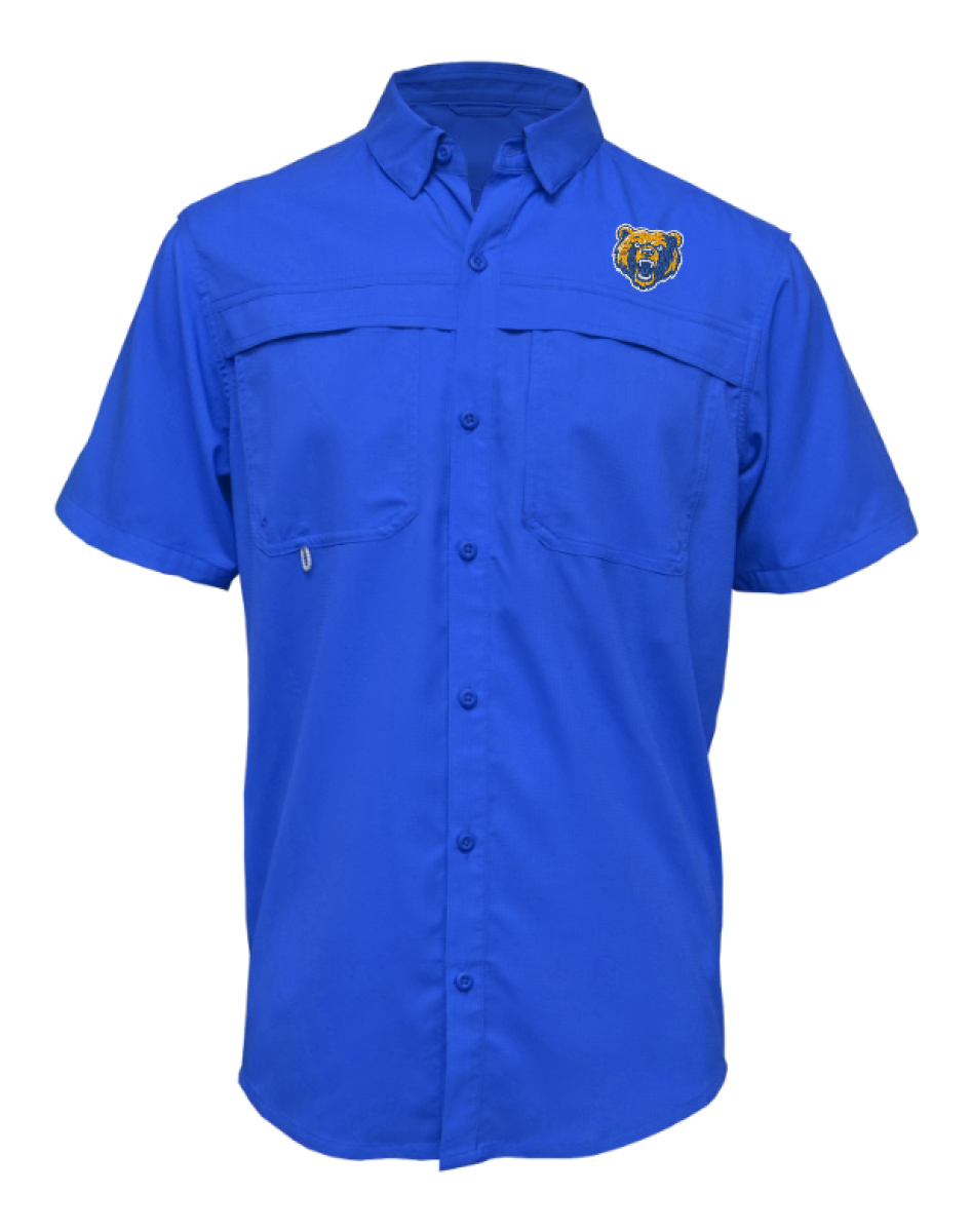 Men's Sam Hardin Bear Blue Fishing Shirt